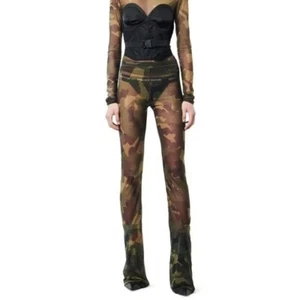 Heron Preston Camo Mesh Sheer Second Skin Flared Camo Green Pants Small - Picture 1 of 15