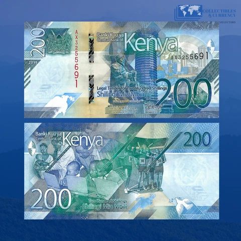 KENYA 200 Shillings 2019 UNC, P-W54, African Paper Money, Combined Shipping Cover