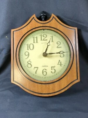 Reloj de Cuarzo de Pared Vintage SUNBEAM 10 X 8" Madera Oscura Acabado Plástico Funciona Único Foto 1 de 4