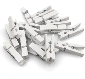 15 Stück Deko-Klammern Holz 35 mm x 7 mm weiß Design Holz-Klammern bunt - Bild 1 von 7