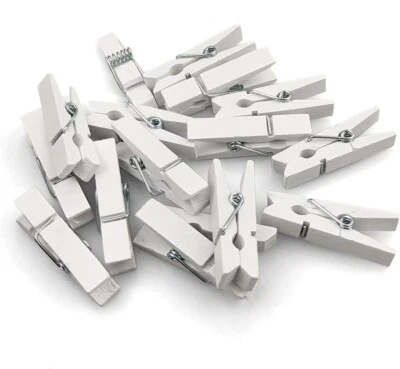 15 Stück Deko-Klammern Holz 35 mm x 7 mm weiß Design Holz-Klammern bunt - Bild 1 von 4