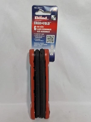 Eklind 6 Piece SAE Fold-Up Hex Key Allen Wrench Set, Ergo-Fold, #25611 - Image 1 of 4