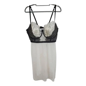 Cacique Seriously Sexy Dessous Set Babydoll Top Tanga Weiß Schwarz Neu mit Etikett 40DDD - Bild 1 von 11