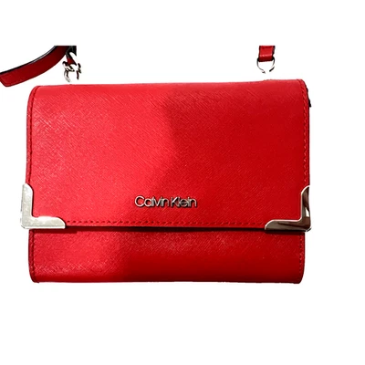 Red Saffiano Leather functional Classic Wallet on Chain Crossbody Purse NWOT  - Image 1 of 4