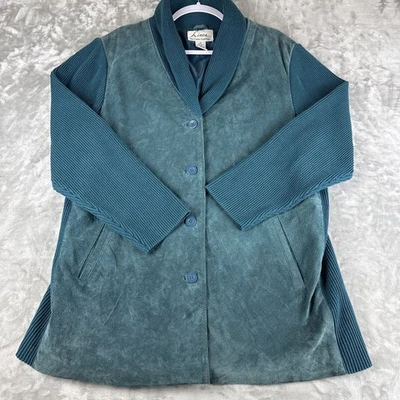 Linea by Louis Dell'Olio Suede and Knit Jacket Women's 1X Blue Washable (1038) - Image 1 of 4