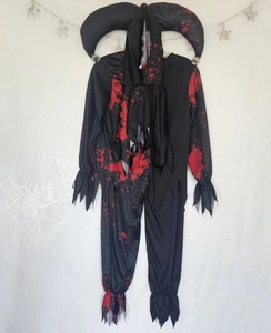 Evil Jester Jungen 10/12 Halloween Kostüm Dark Twisted Horror Goth Totenköpfe Clown - Bild 1 von 15