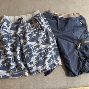Lot of 2 Hanna Andersson Boys Shorts 150 (12) Blue Gray Drawstring Waist - Picture 1 of 10