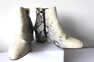 Floris van Bommel Women's Snake Print Leather Chelsea Boots Ivory / Black 37 - Picture 1 of 17