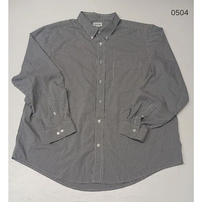 Camisa de vestir informal de manga larga a cuadros blanca y negra Haggar 2XL Foto 1 de 4