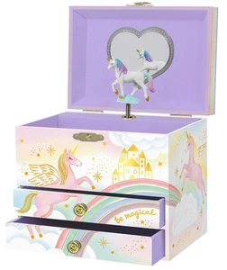 Joyero de unicornio musical para niñas - Caja de música para niños con unicornio giratorio, - Imagen 1 de 5