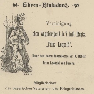 7. Infanterie Regiment Prinz Leopold Vereinigung Einladung Feier Programm - Bild 1 von 3