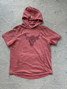 Under Armour Project Rock Hooded Short Sleeve Shirt - Pink - XL - Picture 1 of 5