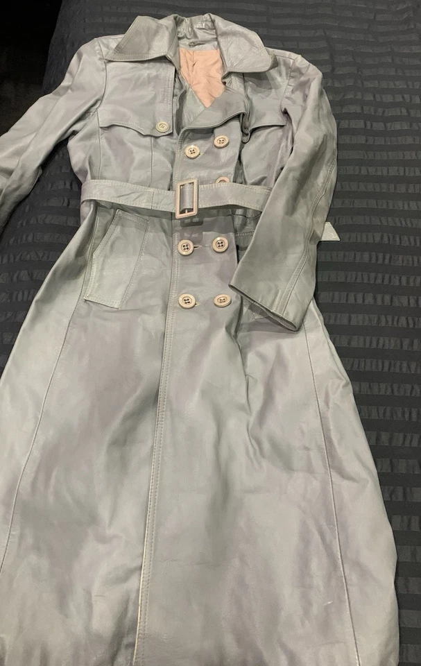 Vintage Leather Jacket In Grey, Please See Pictures And Description - Image 1 of 4