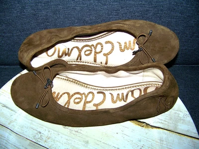 Sam Edelman Felicia Marrón Gamuza Ballet Pisos Mujer 7.5 Arco Logo Preppy En Estilo Foto 1 de 4