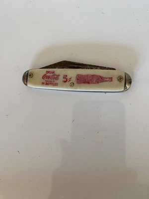 Faca de bolso vintage Drink Coca-Cola lâmina dupla Feira Mundial 1933 Feira Mundial - Imagem 1 de 4