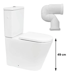 Stand-Kombi-WC spülrandlos erhöhtes Stand WC 49 cm Softclose WC-Sitz Zulauf oben - Bild 1 von 13