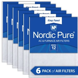 Nordic Pure 16x25x 1/2 Half Inch Ring Panel MERV 12 Furnace Air Filters 6 Pack - Picture 1 of 6