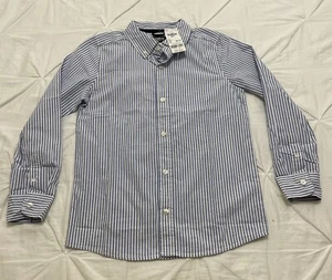 NWT! OshKosh B’gosh Boy’s Size 10/12 Blue & White Striped Button Down L/S Shirt - Picture 1 of 7