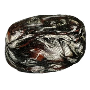 1950s Black and White Feather Covered Pillbox Hat - Mesh Netting - Picture 1 of 14