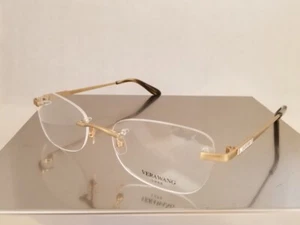 new VERA WANG Rhea Titanium Rimless eyeglasses Frame Gold Swarovski Crystal 53mm - Picture 1 of 3