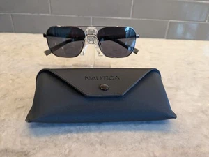 Nautica N5143S 005 Polarized Men's Gunmetal Aviator Sunglasses with case - Picture 1 of 5