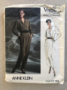 Vogue Pattern 1916 Anne Klein Partially Cut Size 8-12 Skirt Wrap Blouse Pants - Picture 1 of 4