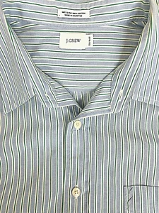 J Crew Langarmshirt 16-16 1/2 blau grün gestreift Baumwolle sehr guter Zustand 5M13 - Bild 1 von 8