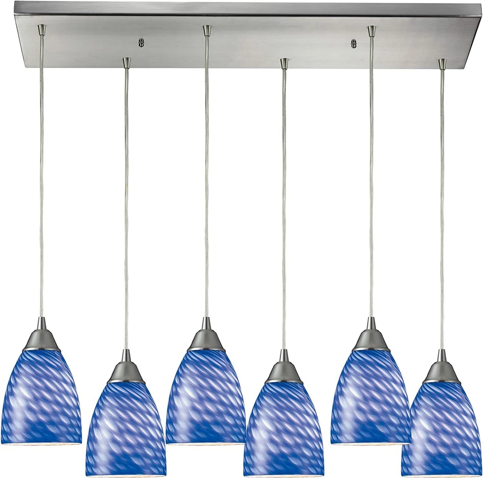 Colgante de 6 luces con cristal de zafiro 30x9 Arco Baleno Arco Lighting 416-6RC-S Foto 1 de 1