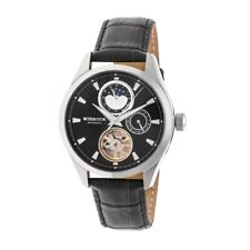 Heritor Sebastian Black Moonphase Dial Black Leather Strap Automatic Men's Watch