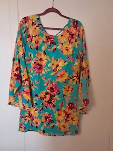 Pink Owl dress with flutter sleeves retro hippie vibrant floral style 15848GNR - Picture 1 of 8
