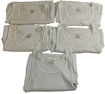 Lote de 5 camisetas sin mangas Sears Golden Comfort de los años 70 para hombre grandes de punto de algodón con batidor de esposa Foto 1 de 4