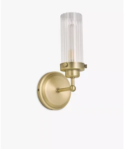 John Lewis Ribbed Glass Bathroom Wall Light Antique Brass - Picture 1 of 6
