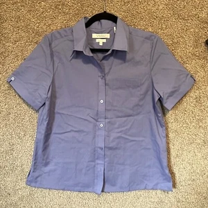 Foxcroft Appleseed's Womens Size 6 Classic Fit Camp Shirt Short Sleeve Blue NWOT - Picture 1 of 7