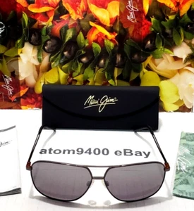 NEW MAUI JIM ~ KAMI ~ AVIATOR SUNGLASSES GUNMETAL FRAME SILVER POLARIZED LENS - Picture 1 of 19