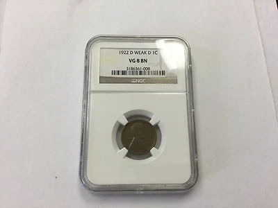 1922-D Lincoln Wheat- Weak D cent VG-8 Brown Certified  - Image 1 of 3