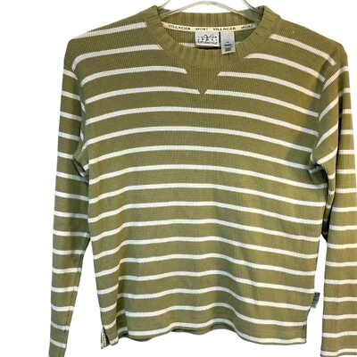 Suéter para mujer Ps Villager tejido algodón beige/blanco verde Liz Claiborne petite Foto 1 de 4