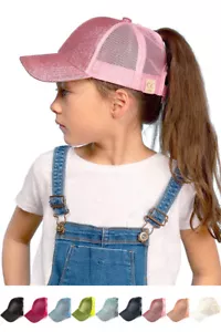 C.C 2-7 years Kids Children Girl Boy Glitter Ponytail Messy Bun Baseball Cap Hat - Picture 1 of 66
