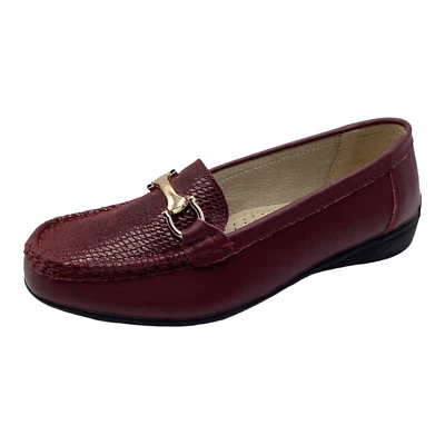 Shuropody Foot Clinic Burgundy Faux Leather Flat Shoes Loafers Size 4 Used - Image 1 of 4
