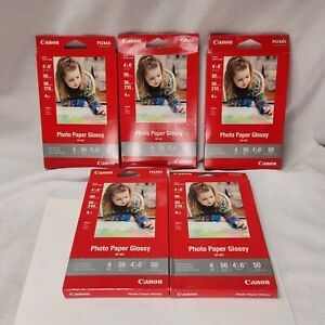 Canon Photo Paper Glossy 4 X 6” Lot Of 5 Boxes-50 Sheets/box- 250 Total GP-601