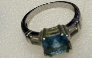 Vintage Sterling Silver 925 Light Blue Stone Ring Size 9 - Picture 1 of 5