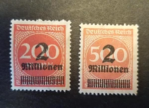 Germany Weimar Republic 1923 Surcharge Stamp 2 Mill on 200 + 2Mil on 500 mk MLH - Picture 1 of 2