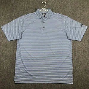 FJ FootJoy Golf Polo Shirt Mens XL Performance Blue White Striped Olde Sycamore - Picture 1 of 11