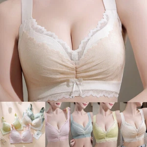 Damen 5/8 Cup BH Blumen Spitze Kabellos Push Up Dünn Übergröße Unterwäsche 27621 - Bild 1 von 34