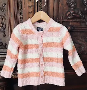 TCP CHILDREN’S PLACE 18 Meses Niñas Primavera Cárdigan Suéter Rayas Naranja Rosa - Imagen 1 de 8