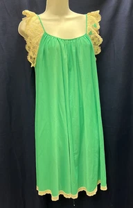 CLAIRE SANDRA by LUCIE ANN BLUE GREEN TEAL BUTTERFLY EMBROIDERY NIGHT GOWN SMALL - Picture 1 of 10