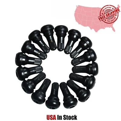 (50PCS) 1 1/4" TR415 Snap-In Tire Valve Stems Short Fat Black Rubber Valve - Image 1 of 4
