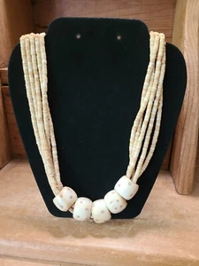 Boho Multi-Beaded Necklace 12" Cream  - Picture 1 of 8