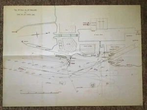 Segunda Guerra Mundial 1942 dibujado a mano mapa de la incursión en el puerto de St Nazaire en Francia *Repro* - Imagen 1 de 7