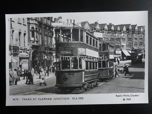 London Tram TRAMS AT CLAPHAM JUNCTION c1950 Pamlin Prin - Picture 1 of 2