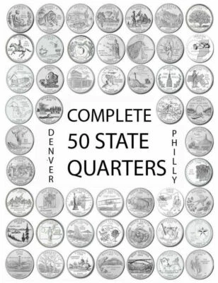 1999 - 2008 P&D Complete 50 State Quarters Set U.S. Mint Rolls 100 State Coins - Image 1 of 2